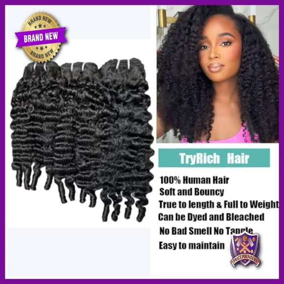 Human Hair Extensions 12-16 Inch 3C4A Water Wave Curly Bundles Sew-In